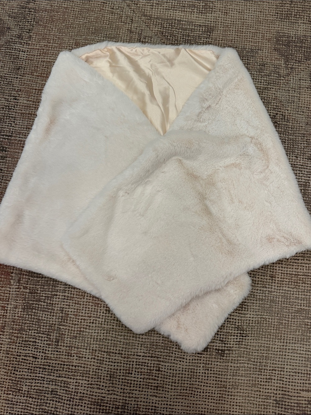 Plush Faux Fur Wrap Shawl in Light Cream - Women's Intimates & Sleepwear
